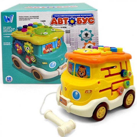 Мультифункціональна музична іграшка WToys "Автобус" з молоточком жовтий