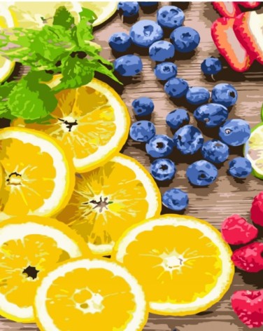 Набір для розпису по номерах Фруктове асорті Strateg розміром 30х40 см (SS-6499)