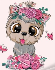 Набор для росписи по номерам Волчонок в цветочках Strateg размером 30х40 см (SS6721)