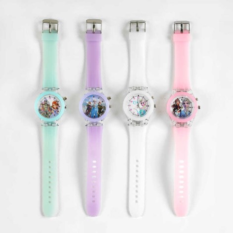 Часы 4 цвета, герои, подсветка, механический циферблат, силиконовый ремешок, п/э, микс видов 