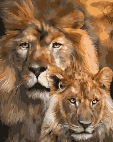 Набір для розпису по номерах Льви - батько та син Strateg розміром 30х40 см (SS6797)