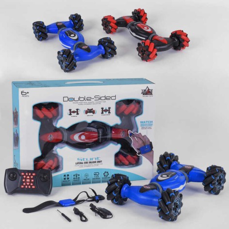 Радіокерований трюковий всюдихід 2 кольори, акумулятор 7,4V, пульт управління, браслет сенсорного управління, світло, звук, повний привід 