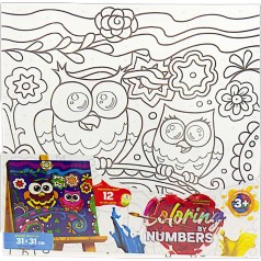 Розмальовка за номерами ,Сові