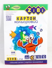 УЦЕНКА 40% Картон кольоровий, А4, 10 кол. - 10 арк, (8 станд.кол.+золото і срібло), 230г/м2, 2 шт. в уп.