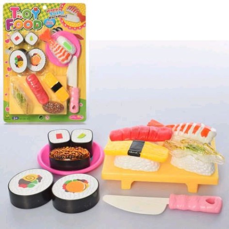 Продукты игрушки суши, досточка, нож, тарелка, на листе, 21,5-30-5,5 см