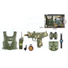Іграшковий військовий набір зброї F8528-5A з броніжилетом та маскою на батарейках, музика, світло, 60,5*5,5*41,5