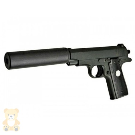 Страйкбольный пистолет "Вальтер GALAXY Browning mini" с глушителем и металлическими элементами
