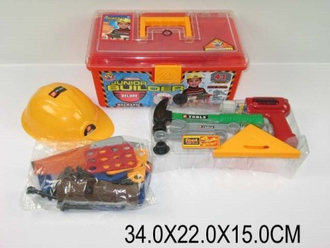 Детский набор инструментов строителя, в чемодане 34х22х15
