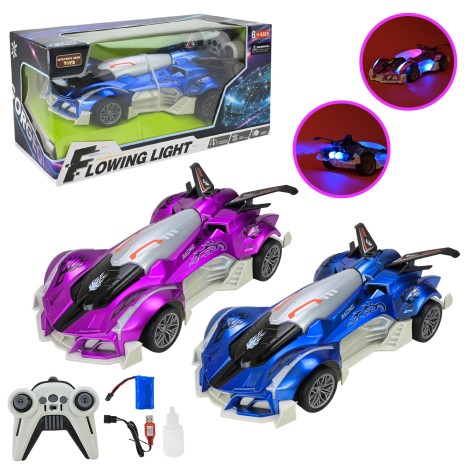 Машинка акумуляторна на радіокеруванні 2 кольори світло звук дим