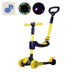 Самокат триколісний з ручкою, жовтий (упаковка транспортування)