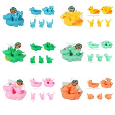Іграшка для купання динозавр, сім'я динозаврів, набір 4шт(16см, 7см), пискавка, 6 видів, в сітці, 17-14-12см 