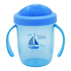 Поилка-непроливайка с ручками, 210 мл (синяя)