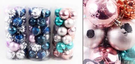 УЦЕНКА 50% Новорічні прикраси 24 штуки, кульки, D=6 см, у п/е /30