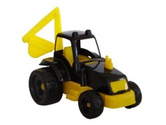 Трактор-экскаватор желто-черный.