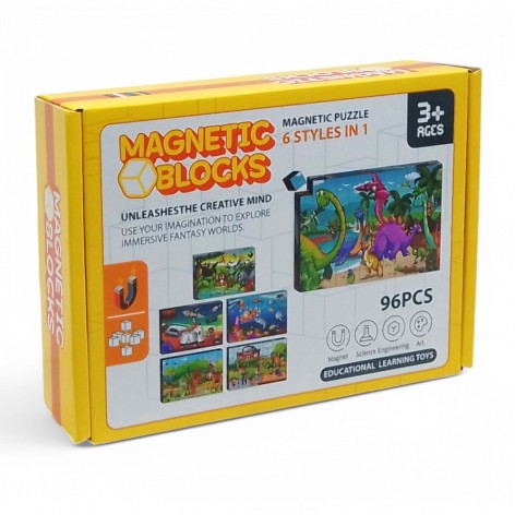 Магнітний конструктор MIC "Magnetic Blocks" 96 штук 12 зображень (U96)