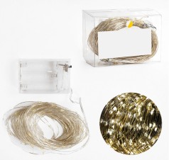 Гирлянда 20.35 метра светодиодный желтый свет от батареек 1 режим C61486-10Y