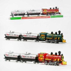 Потяг 2 кольори, інерція, локомотив та два вагони, в слюді 