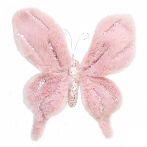 Бабочка Yes! Fun пушистая розовая с декором, 20*20 см