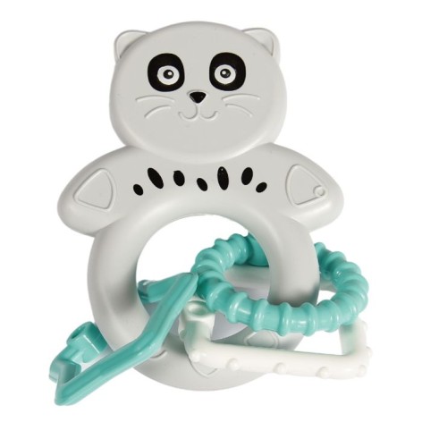 Іграшка-брязкальце сірий котик з кільцями