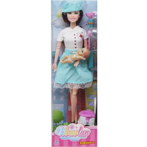 Кукла типа Барби, медсестра, с младенцем