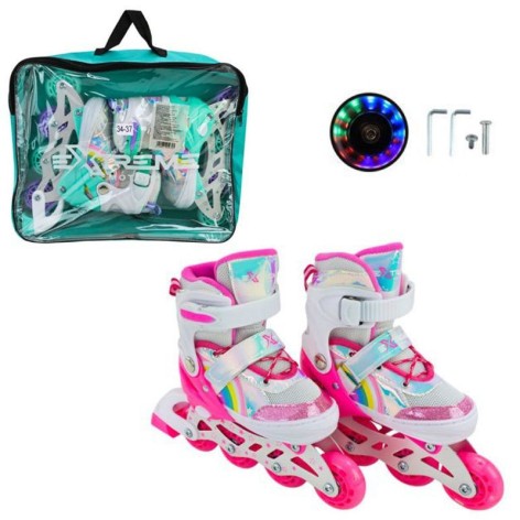 Роликові ковзани розмір M (34-37) колеса PU 1 світло (РОЖЕВІ)