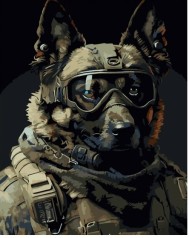 Набор для росписи по номерам Воинственный пес Strateg размером 30х40 см (SS6744)