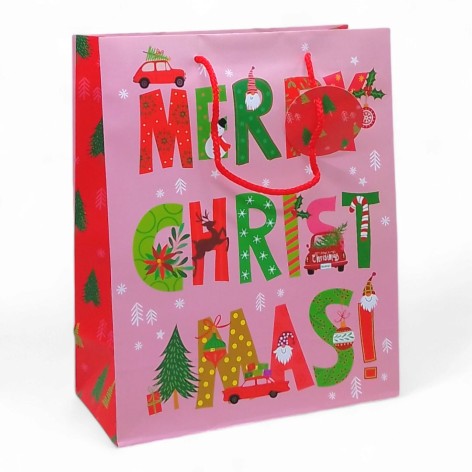 Пакет бумажный подарочный 26х32х12 см Merry Christmas