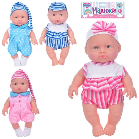 Пупс 25см,звук,на бат-ке(табл),4 вида, в п/е 35-19-6см 