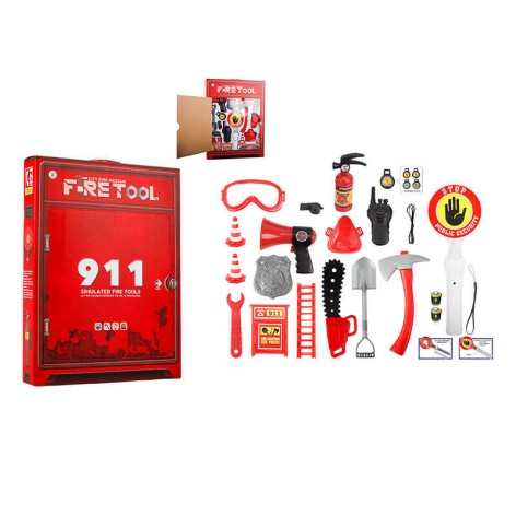 Набор пожарного палка со знаком “Стоп” имеет подсветку, огнетушитель, защитные очки, респиратор, компас, громкоговоритель, рацию, свисток, в кор. /24-2/
