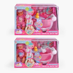 Пупс 2 види, п’є з пляшечки, ходить на горщик, ванна, ллється вода, звук, підсвічування, аксесуари, висота 35 см, в кор. /6/