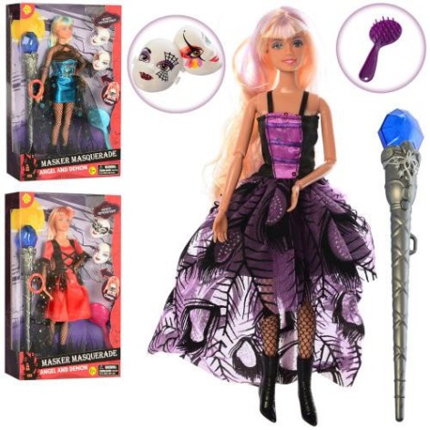 Кукла Defa 30 см, шарнирная, волшебная палочка светящаяся, маски, расческа, 3 вида, батарейки (таблетки), коробка 22-32,5-5,5 см