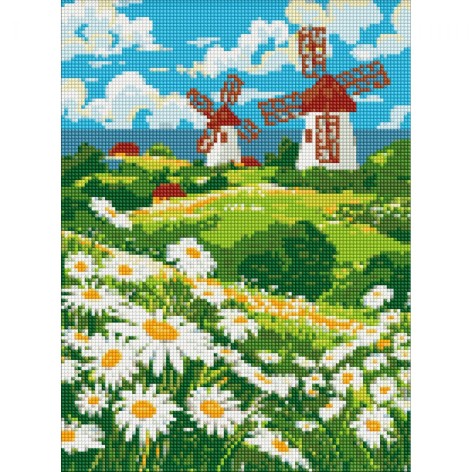 Алмазна мозаїка Ідейка "Поле ромашок" 30x40 см