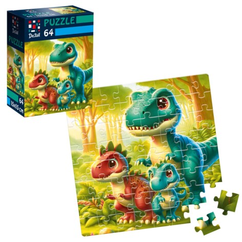 Пазлы De.tail. Веселые динозаврики. 64 детали DT1234-21