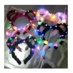 Аксессуар для волос ушка, 22-18-1см, светло-3режимы, плюш, микс цветов, на бат(табл) 