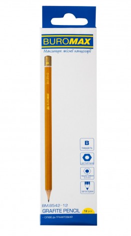Графітовий олівець Professional B, жовтий, без гумки, 12 шт. в коробці