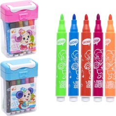 Фломастер 18 кольорів 207-18 акварельний у пластиковому боксі