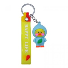 Брелок силиконовый Утка в очках с хлястиком мятная