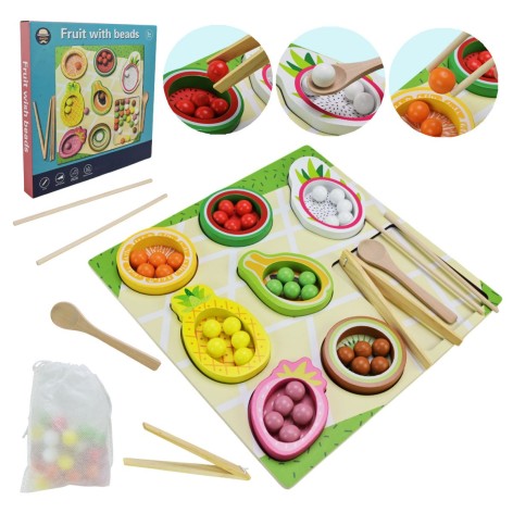 Є відеоогляд! Игрушка деревянная "Сортер: Фрукты", цветные бусины