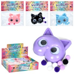 Іграшка антистрес, кішечка, 6-7см, рухливі очі, TPR, мішура, у п/е (4 кольори) /8/128/16шт в кор. 28,5-21-7см