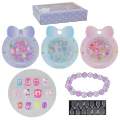 Аксессуары для девочек накладные самоклеящиеся ногти + браслет, микс видов, 10*10см /10/240/24шт в кор.