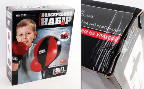 УЦЕНКА 20% Боксерський набір груша(д23см), на стійці, 2 перчатки, кор, 48-41,5-13см /6/