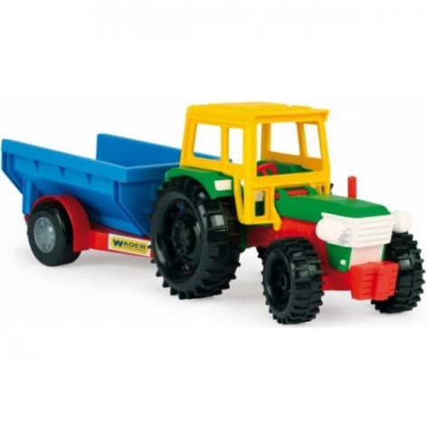 Трактор із причепом, синій