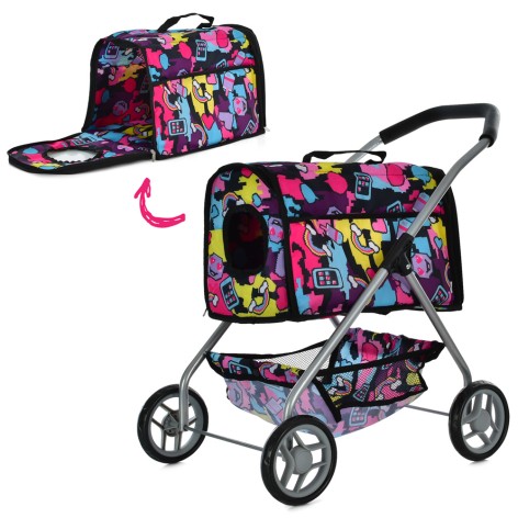 Игрушечная коляска для перевозки животных,длин.60см,выс.руля 60см,корзина,4цв,в кор-ке,35-37,5-9см 