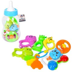 Погремушка 8шт, от 13см, с прорезывателями, в колбе (бутылочка), 28-13-13см 