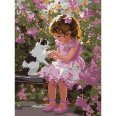 Набір для розпису по номерах "Ігри з котиком" 30х40см КНО8489