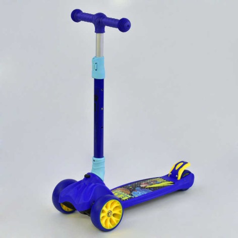 Дитячий самокат триколісний Best Scooter, Maxi, синій, колеса PU зі світлом, передні d=12 см, задні d=8 см, складане кермо