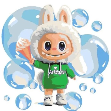 Картина за номерами "Лабубу з морозивом" 30х30 см