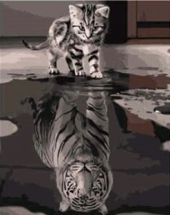 Картина по номерам VA-0500 "Кіт та тигр", розміром 40х50 см