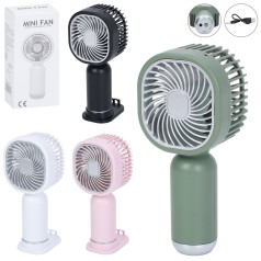 Вентилятор 14,5см, 2в1(ручной/портативный, настольный), аккумулятор, USBзарядное, 4 цвета, в кор-ке, 6,5-14,5-4,5см /48/