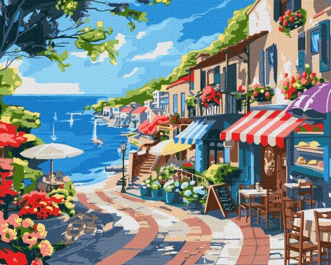 Набір для розпису по номерах Ideyka Приморське місто 40х50 см КНО2792